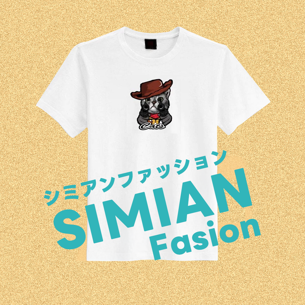 ネコ×カウボーイおしゃれユニセックスTシャツ|親子コーデ・カップル・大人兼用・子供用あり|台湾デザイン・日本制作発送|即納・送料無料