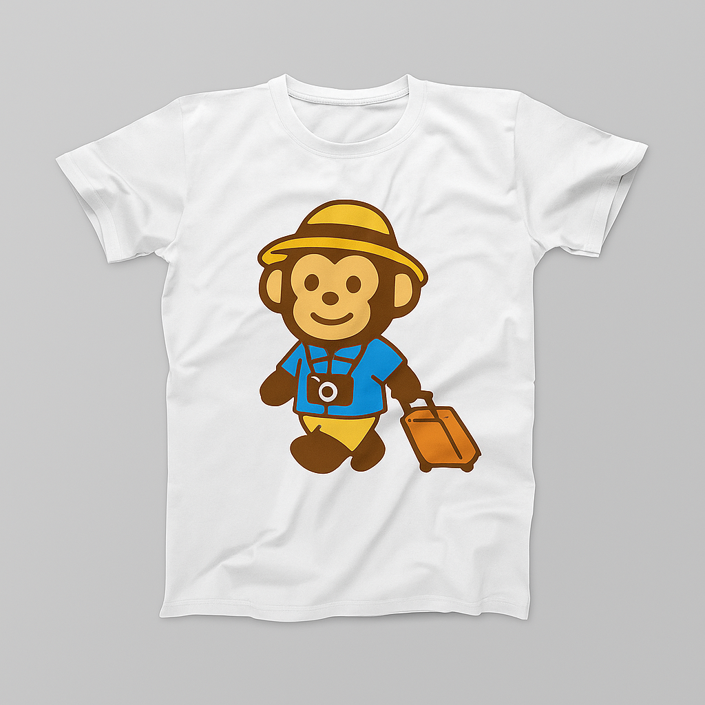 シミアンテック SIMIAN トラベルデザイン Tシャツ｜かわいい猿キャラクター × 旅行スタイル｜ユニセックス