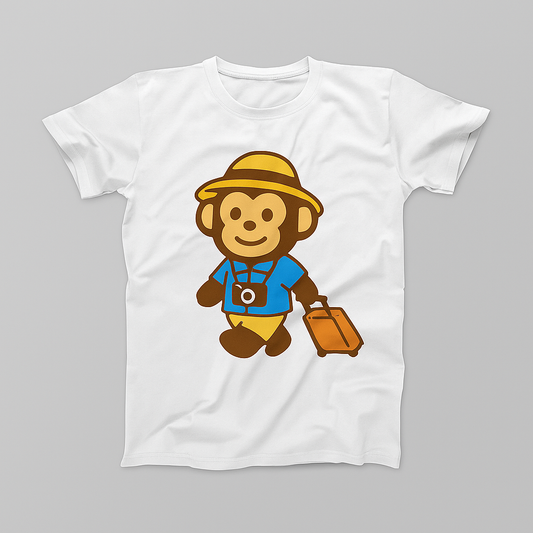 シミアンテック SIMIAN トラベルデザイン Tシャツ｜かわいい猿キャラクター × 旅行スタイル｜ユニセックス